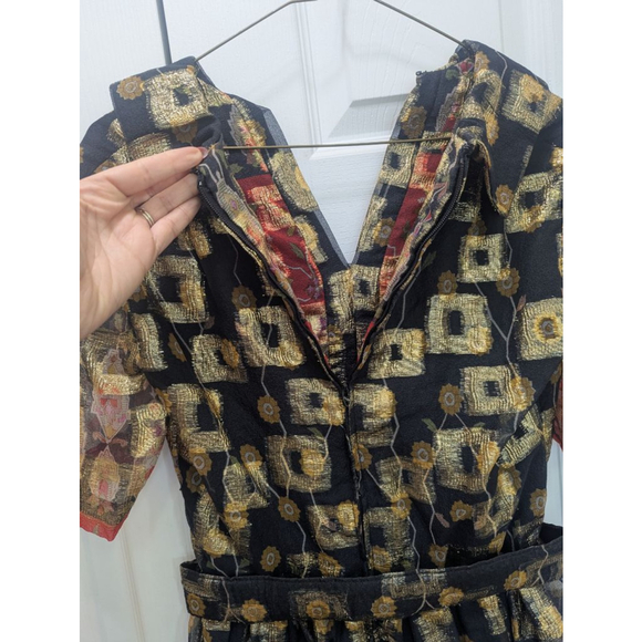 Vintage 1960s Oscar de la Renta boutique maxi dress in black and gold metallic - Picture 9 of 16